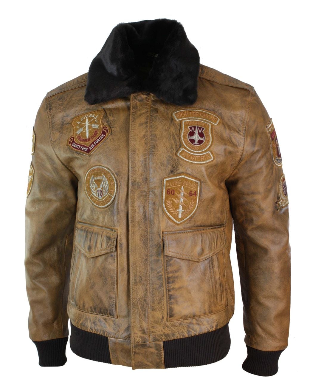 TruClothing Brown Aviator Pilot Bomber Jacket for men