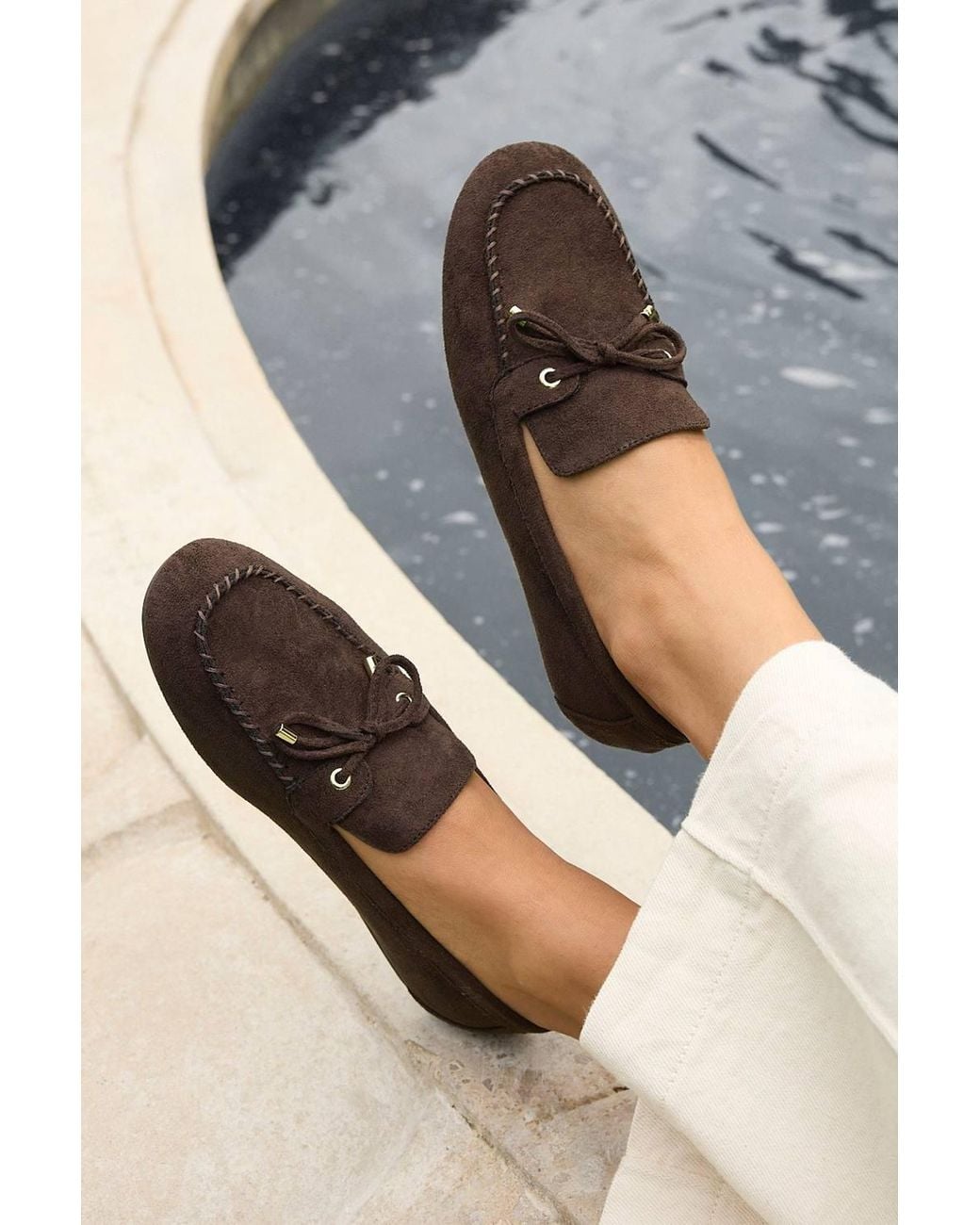 Linzi White Relevant Faux Suede Loafers