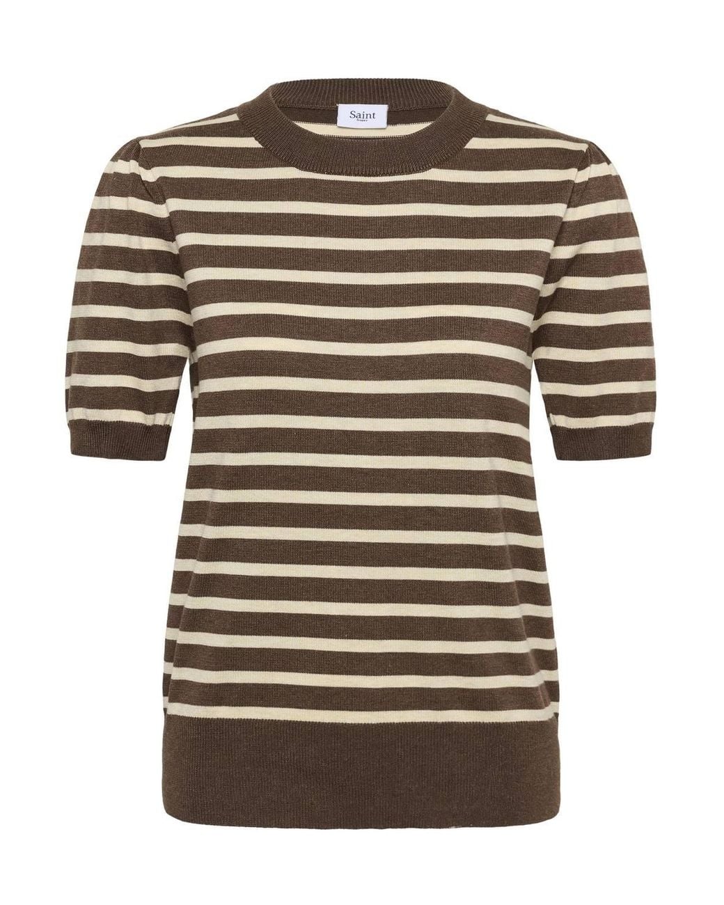 Saint Tropez Brown Milasz Striped Pullover Top