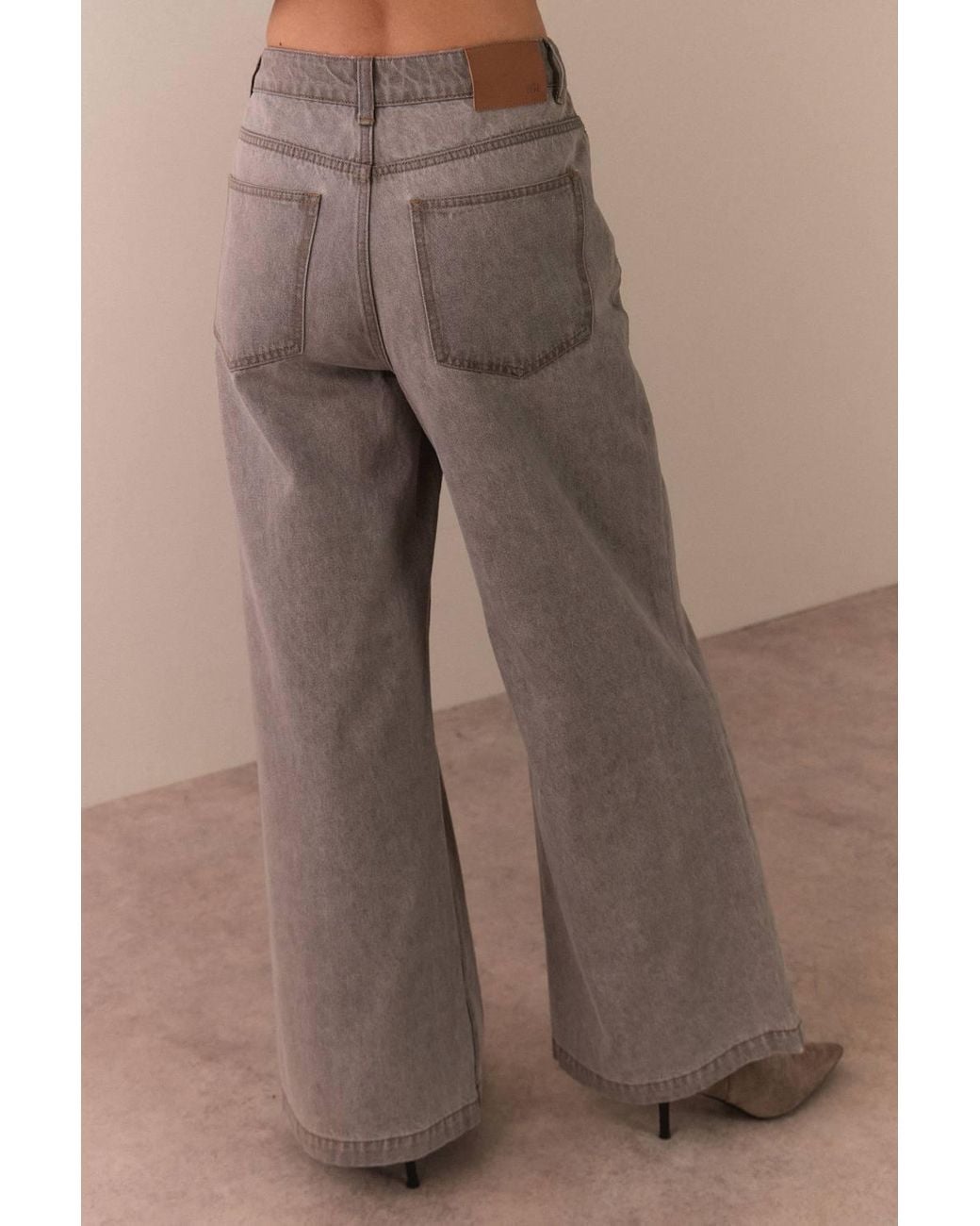 Warehouse Brown Mid Rise Seam Detail Barrel Leg Jean