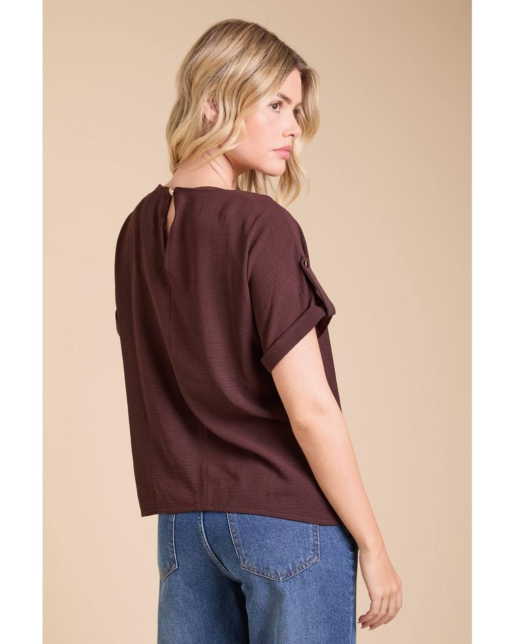 Dorothy Perkins Purple Roll Sleeve Blouse