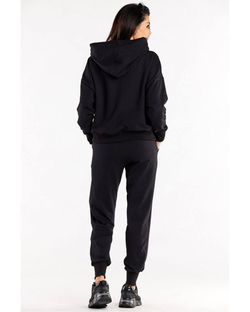 Love Lace Black Straight Sweatpants With Elastic Waist Rib Cuffs