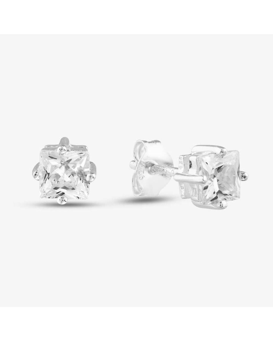 T.H.Baker Metallic 5Mm Square Cubic Zirconia Stud Earrings 8-58-3319