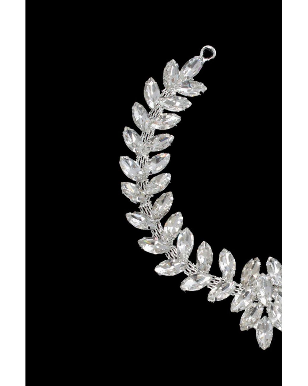 Neel Blue Black Diamante Motif, Crystal Appliques, 210Mm X 35Mm