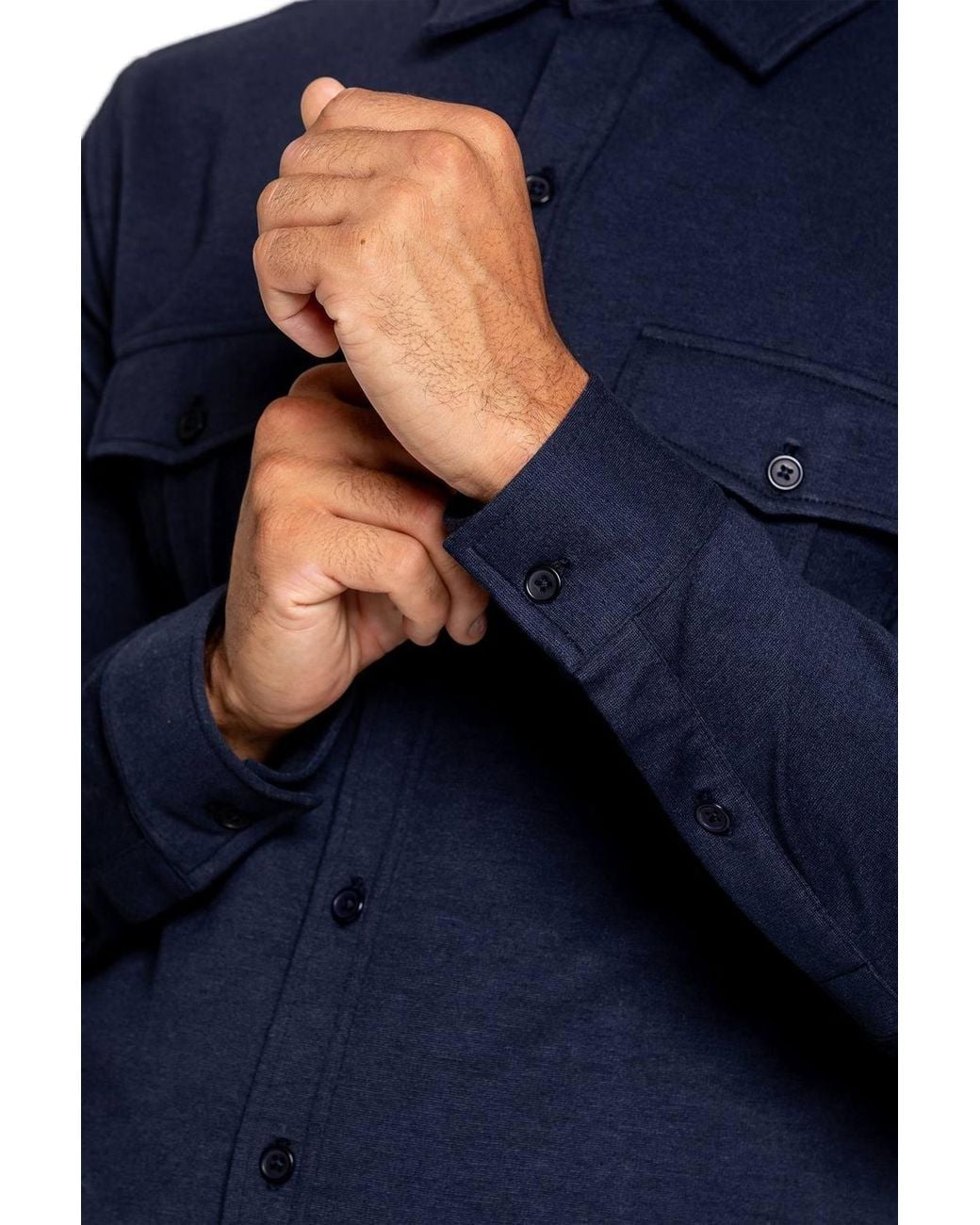 Enzo Blue Smart Stretch Overshirt for men