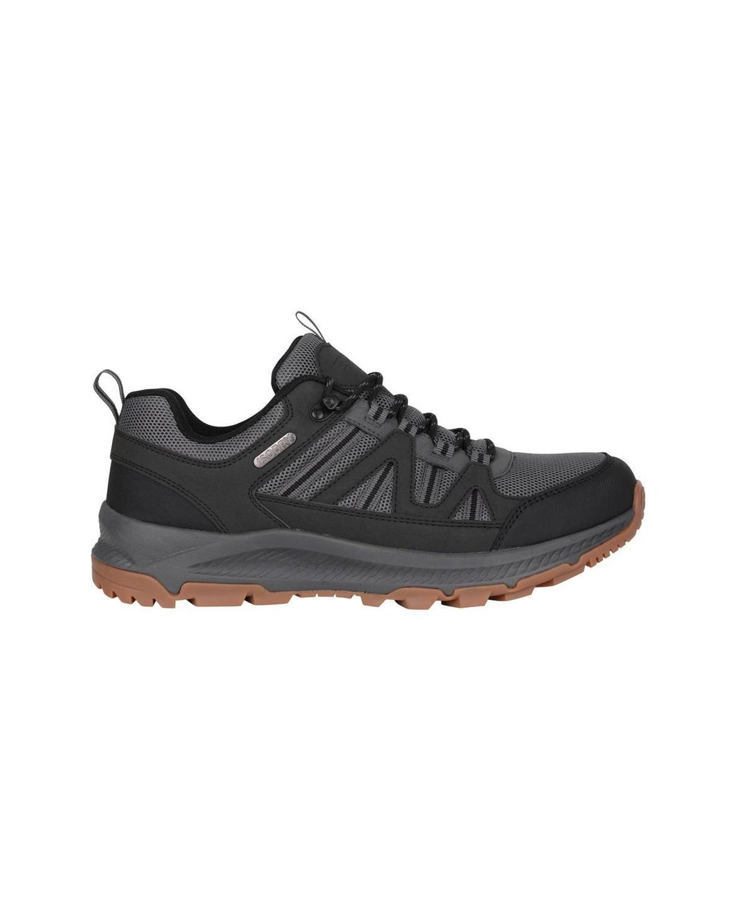 Mountain Warehouse Black 'Route' Waterproof Cushioned High Traction Grip Outdoor Walking Shoes for men