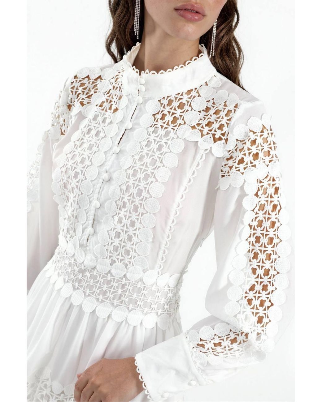 Msn-Collection Blue Lace A-Line Mini Dress