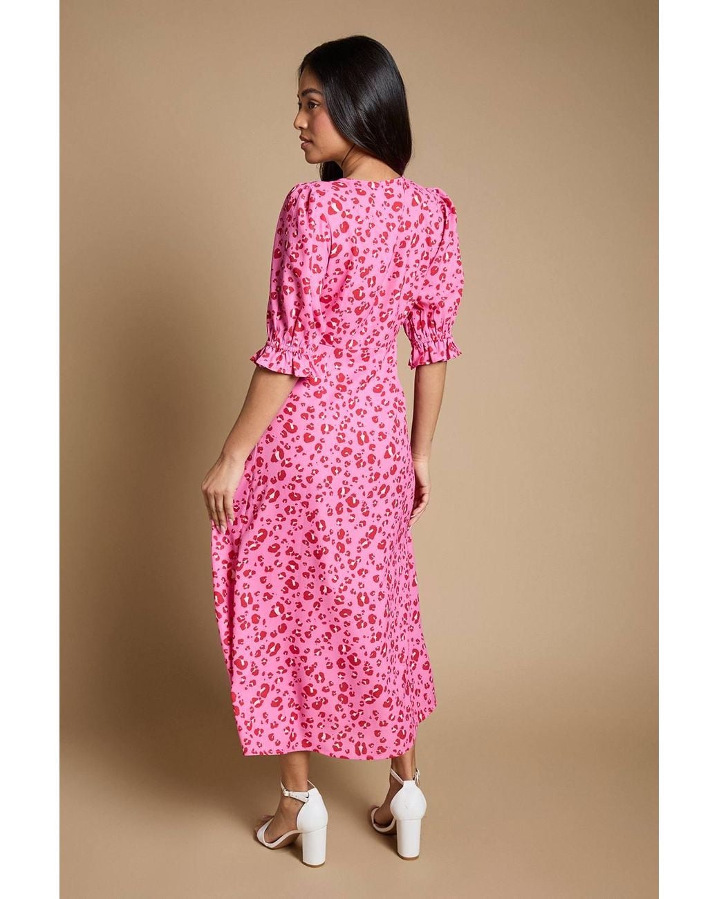 Dorothy Perkins Pink Petite Button Through Midi Dress