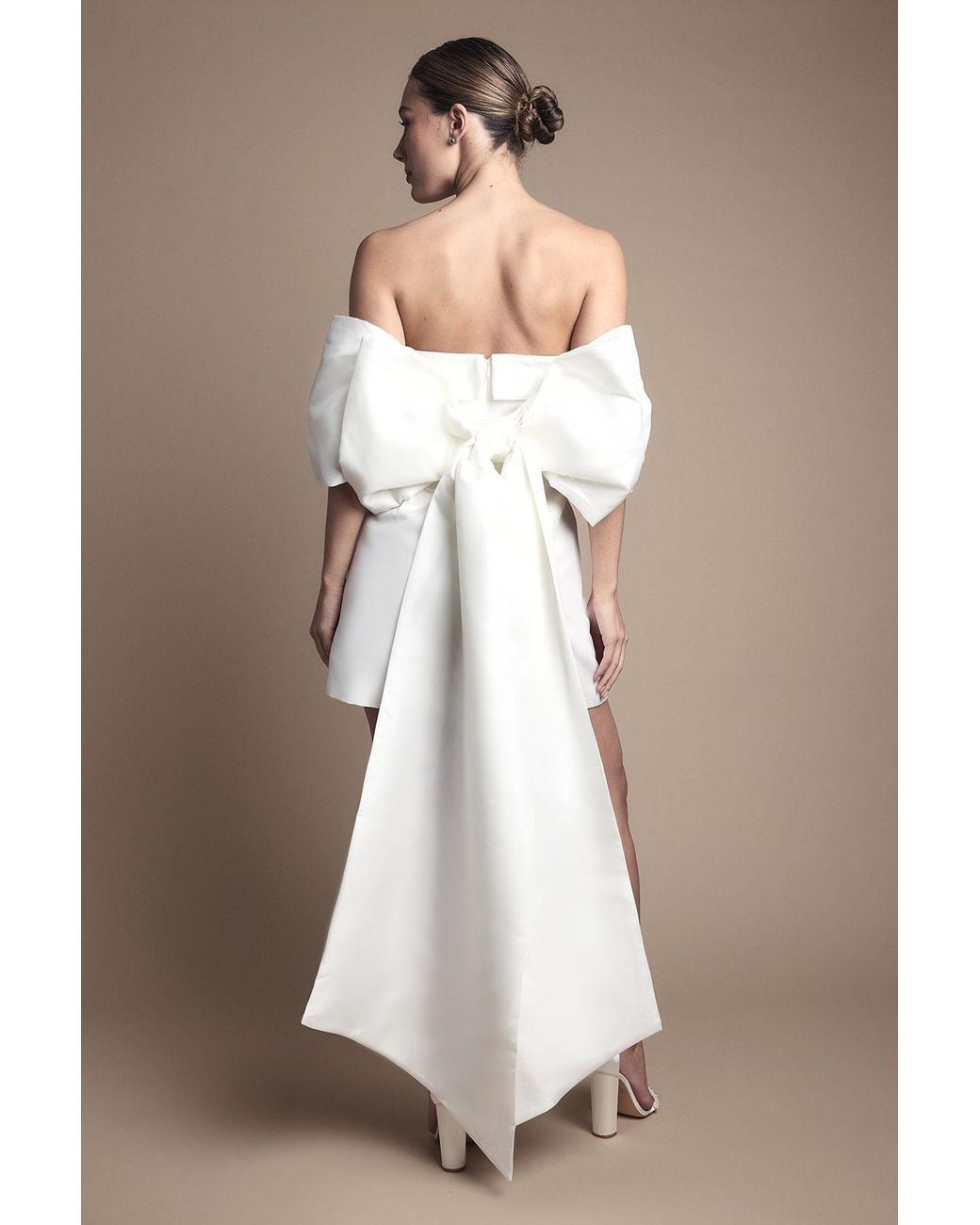 Coast Brown Strapless Minimal Twill Mini Wedding Dress