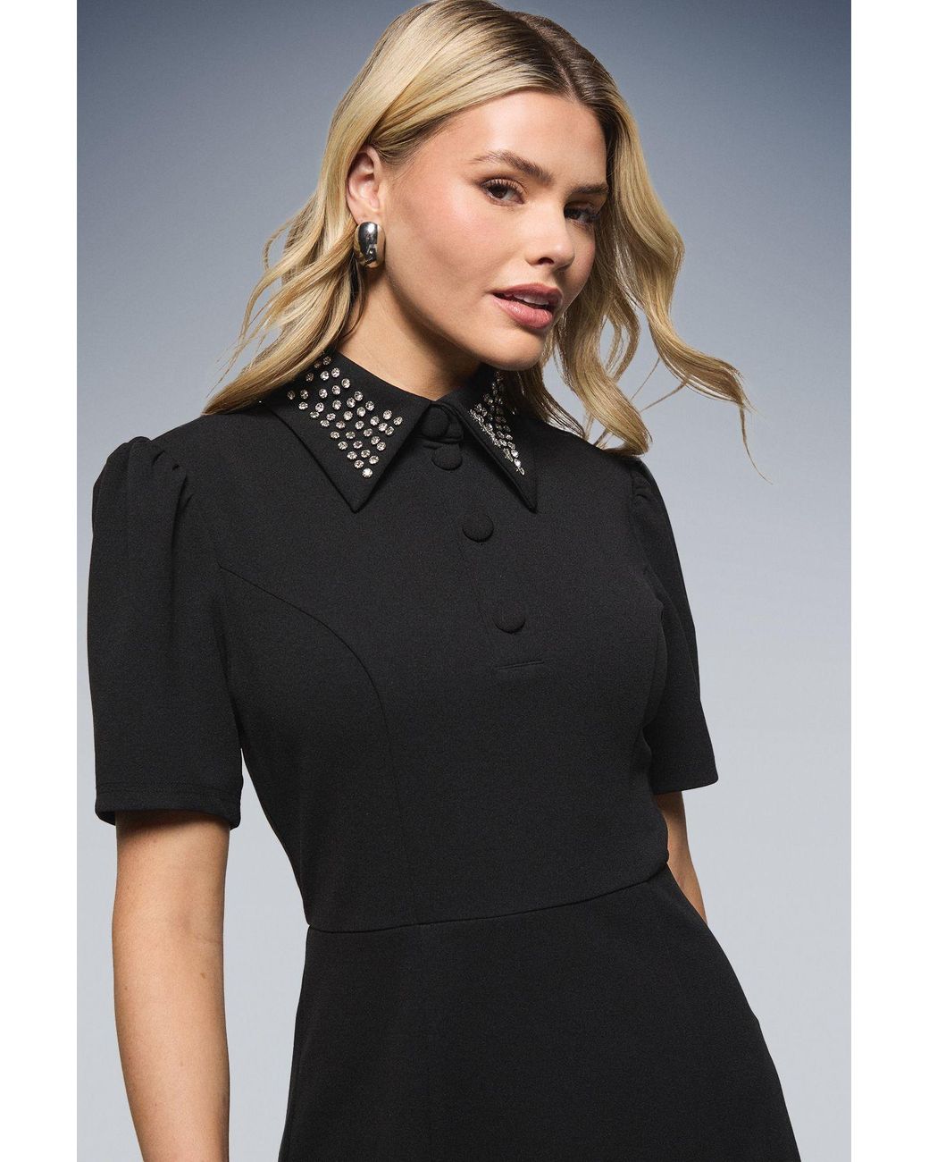 Dorothy Perkins Blue Dp Luxe Diamante Collar Shift Mini Dress
