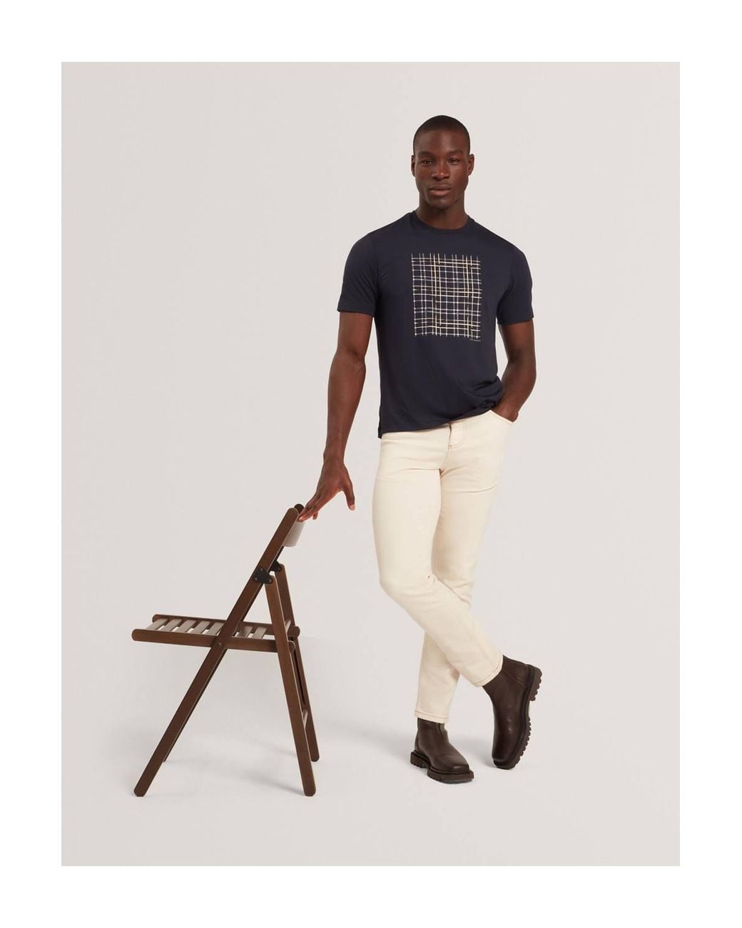 Ted Baker Blue Sionan Box Print T-Shirt for men