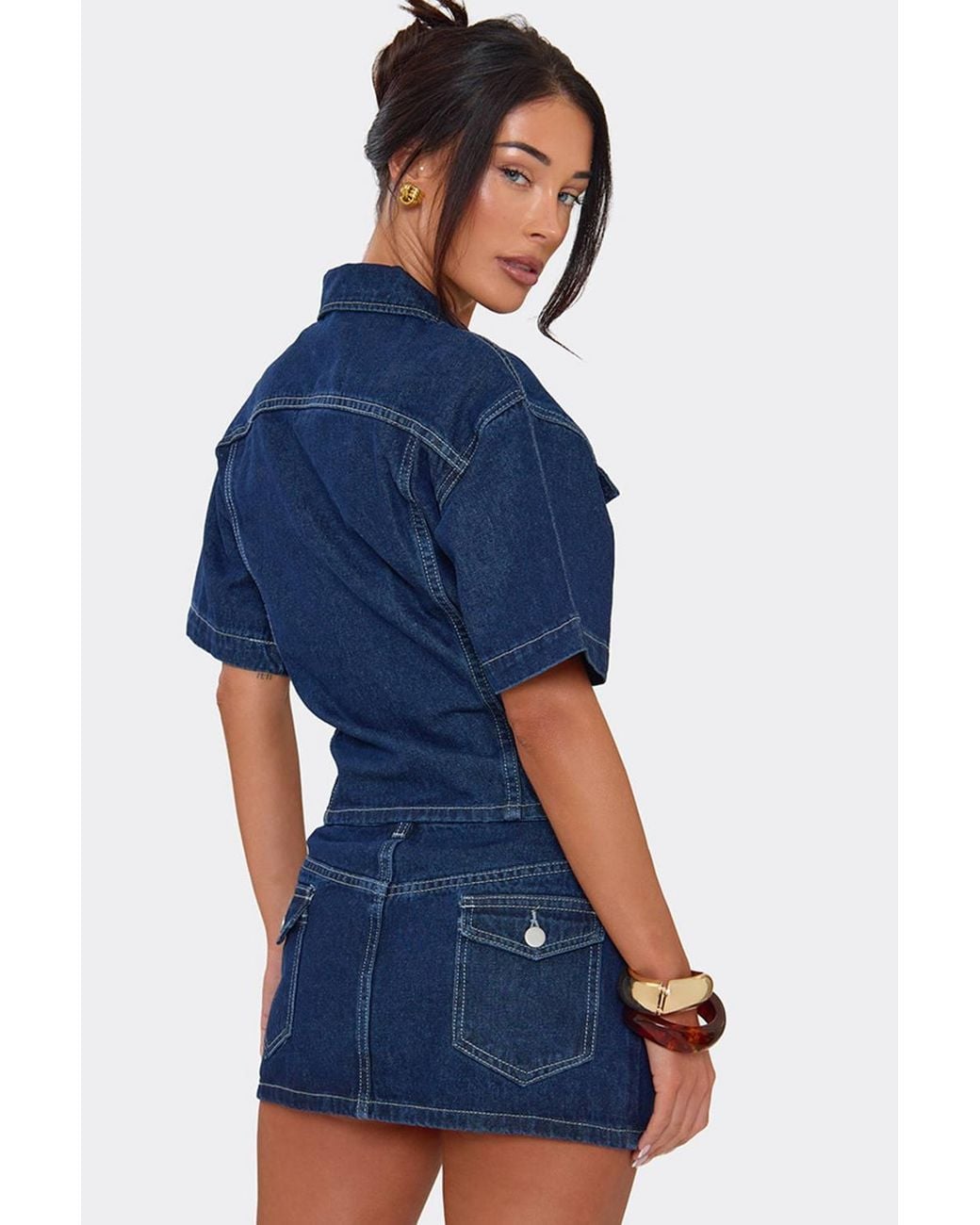EGO Blue Low Rise Mini Skirt