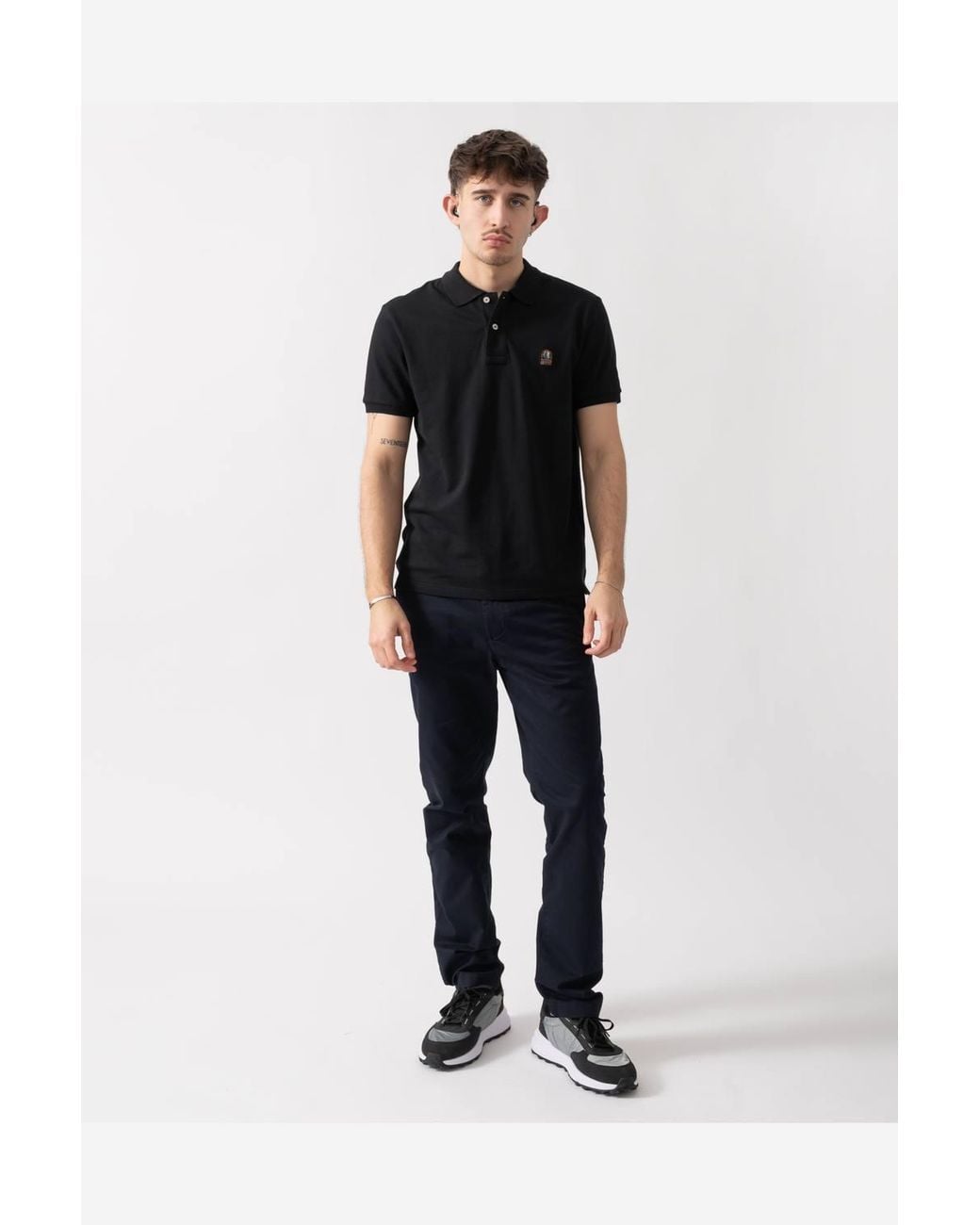 Parajumpers Black Short Sleeve Collared Logo Detail Polo Shirt for men