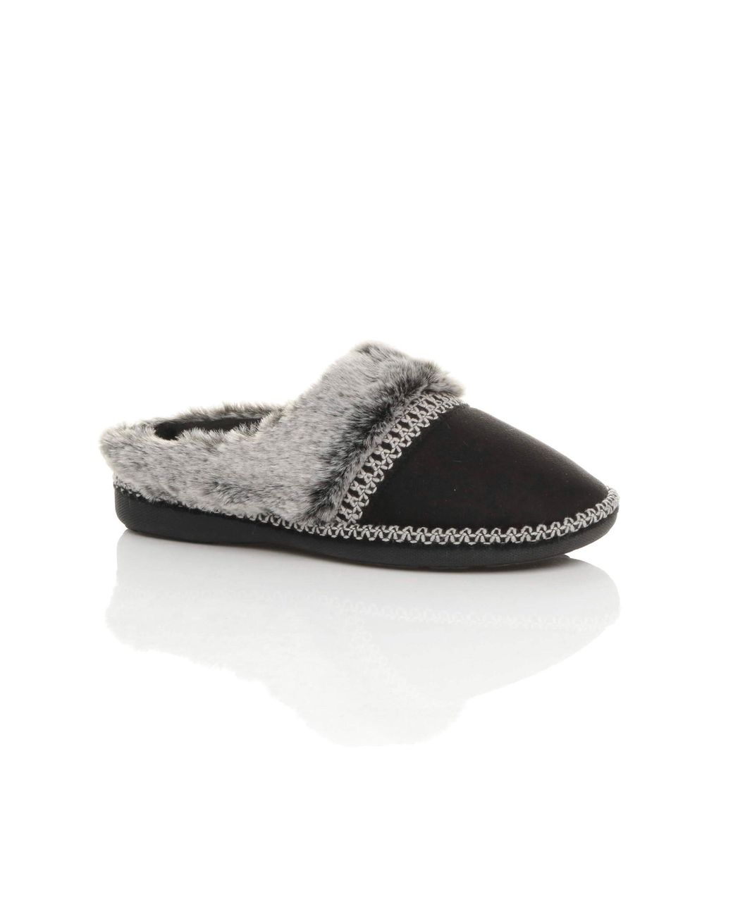 AJVANI White Flat Faux Fur Mules Comfort Slippers