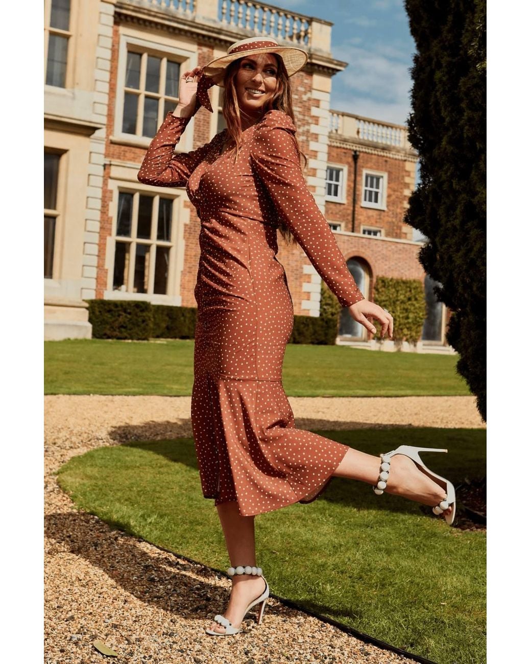 Style Cheat Brown Bambie Chocolate Spot Wrap Midi Dress