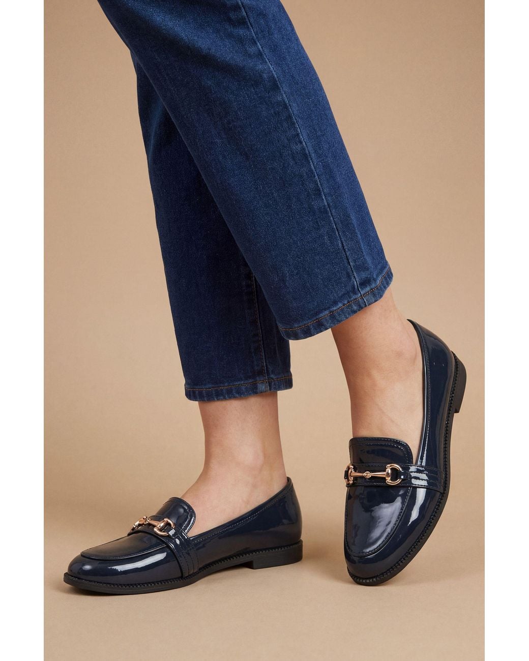 Dorothy Perkins Blue Wide Fit Lora Snaffle Loafers
