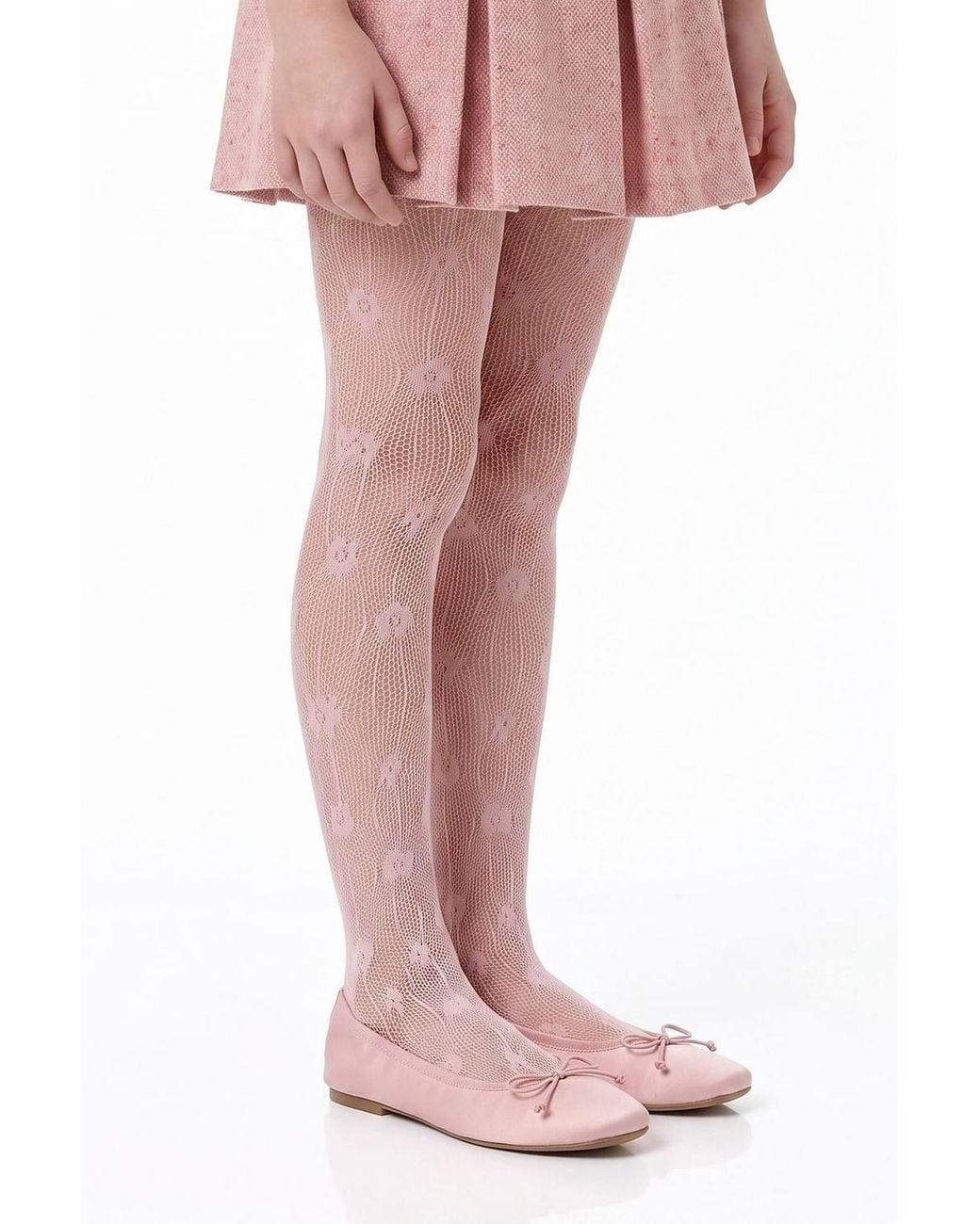 Penti Pink Pretty Floral Mesh Tights