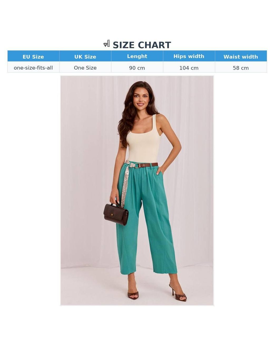 Love Lace Blue Cotton High Waisted Cropped Trousers
