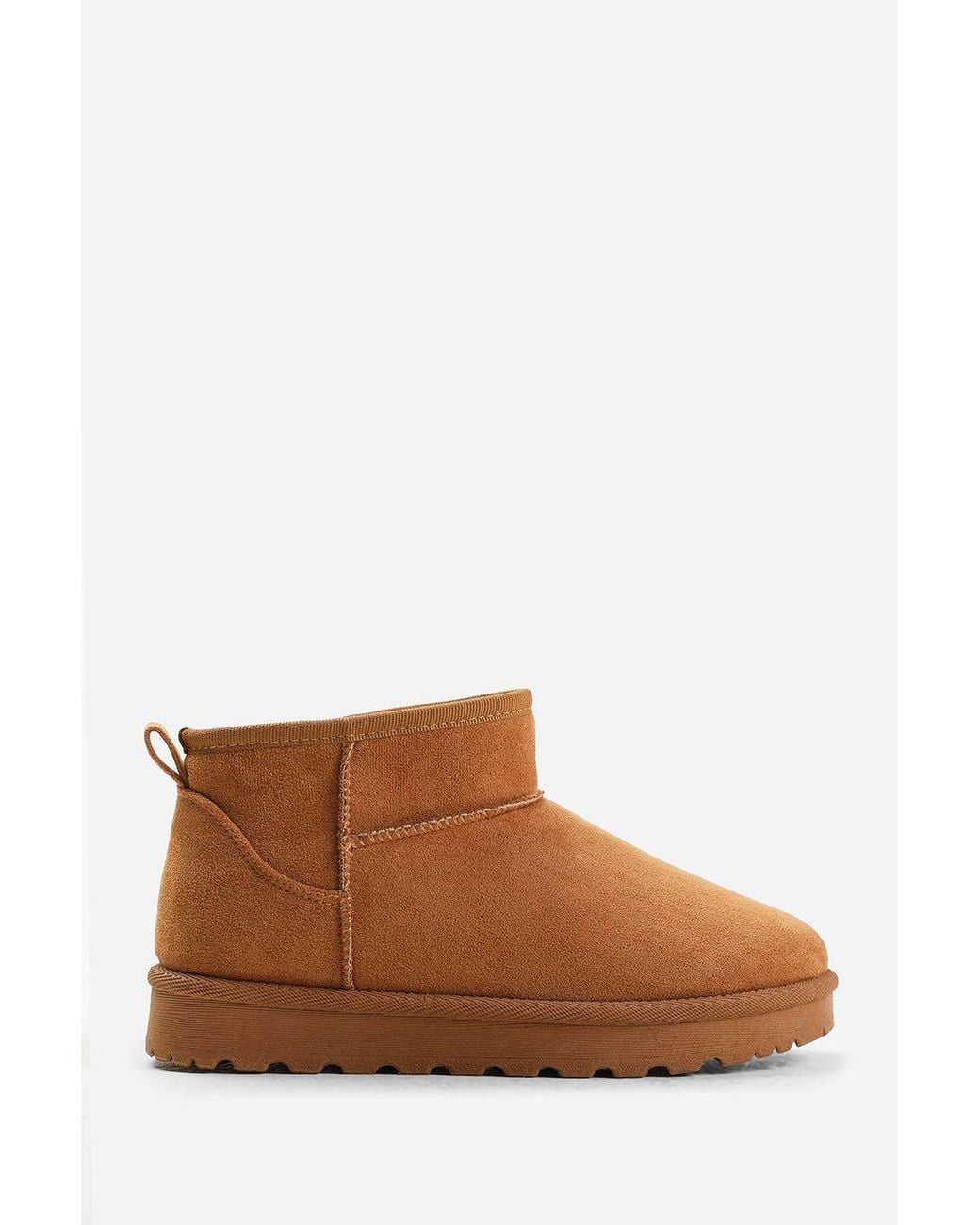 Where's That From Brown 'Taliah' Mini Faux-Suede Fur Lined Ankle Slipper Boots