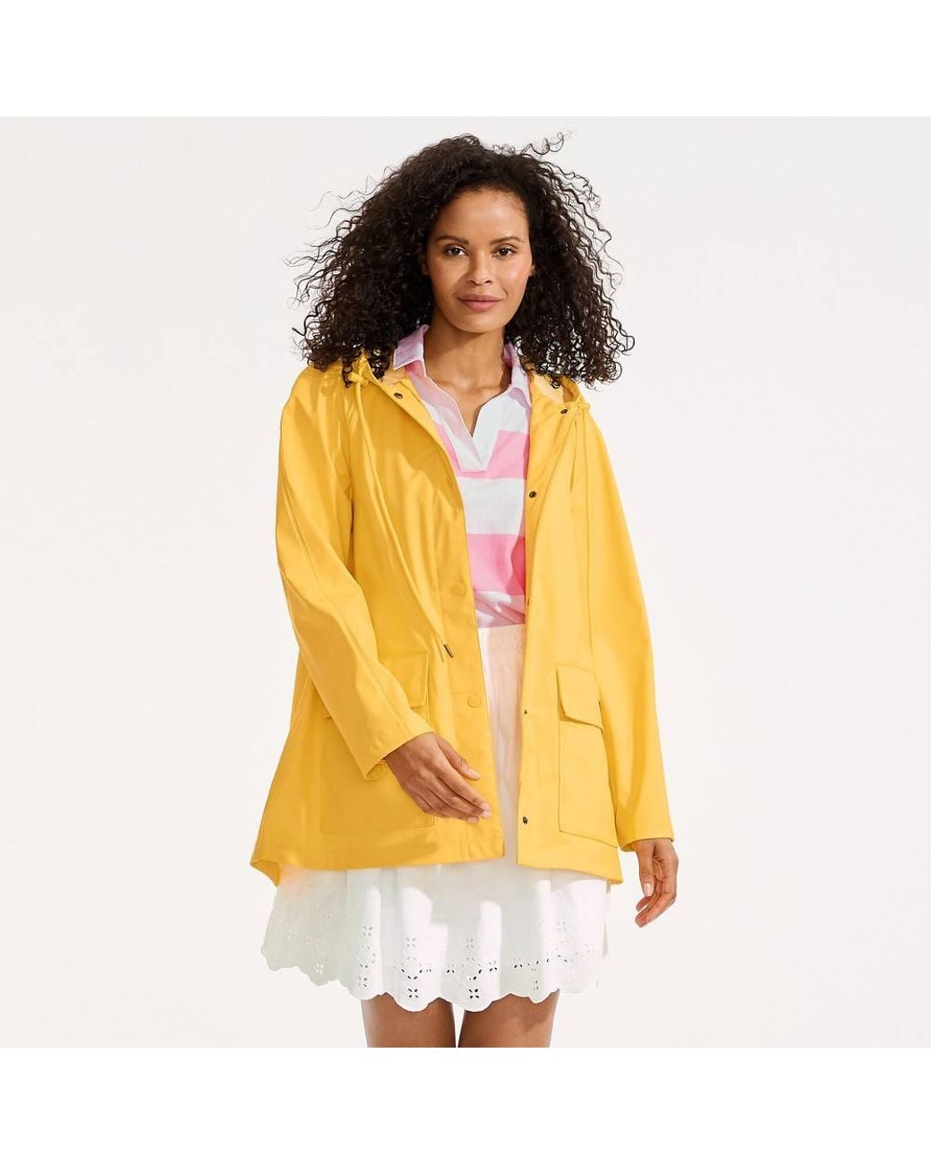 Lands' End Yellow Waterproof A-Line Squall Rain Jacket