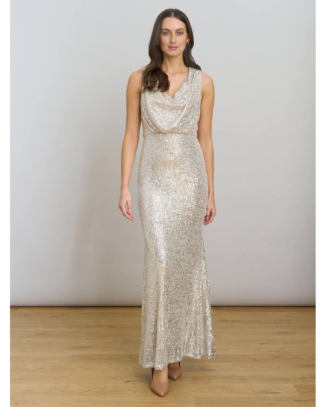 Gina Bacconi Metallic Terri Sequin Maxi Dress