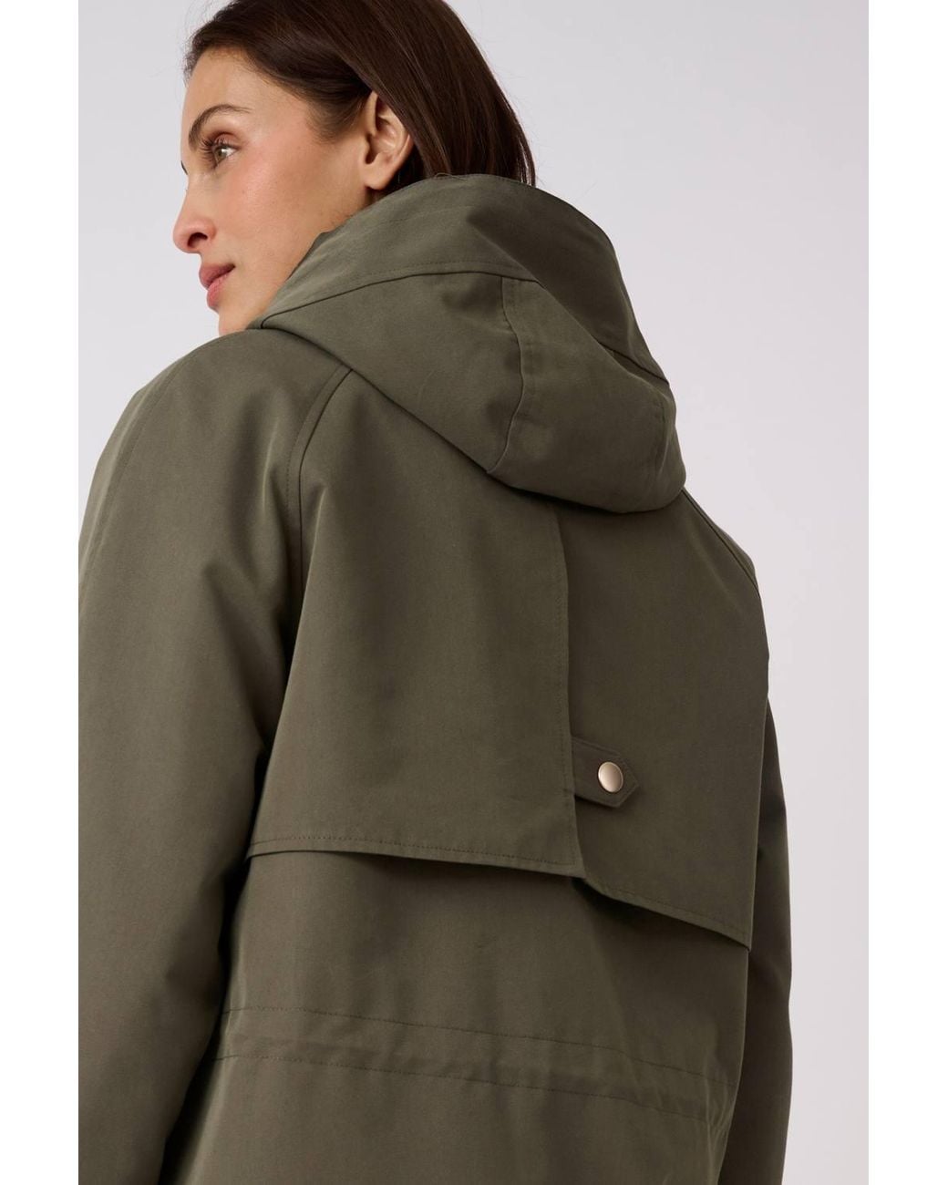 DAMART Blue Water-Repellent Coat With Hood & Stripe Lining