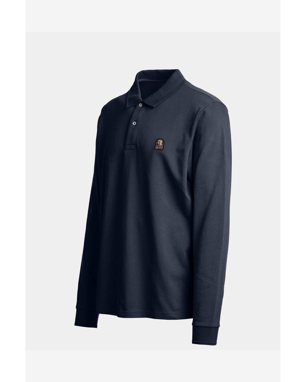 Parajumpers Blue Long Sleeve Collared Logo Detail Polo Shirt for men