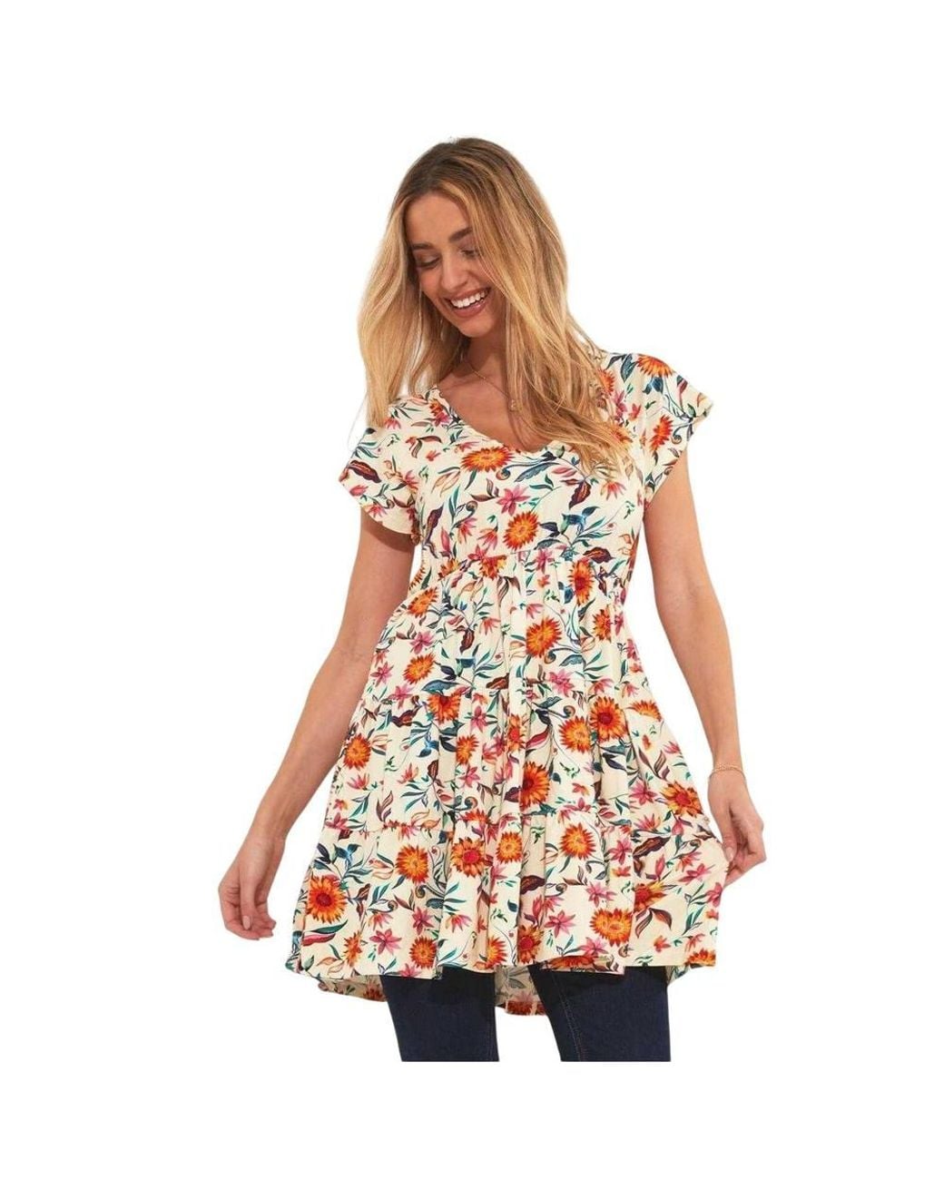 Joe Browns White Floral Tunic Dress