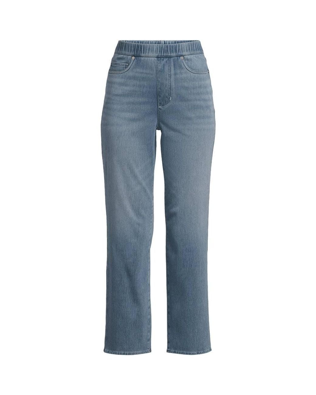 Lands' End Blue Starfish Knit Denim Straight Leg Cropped Jeans