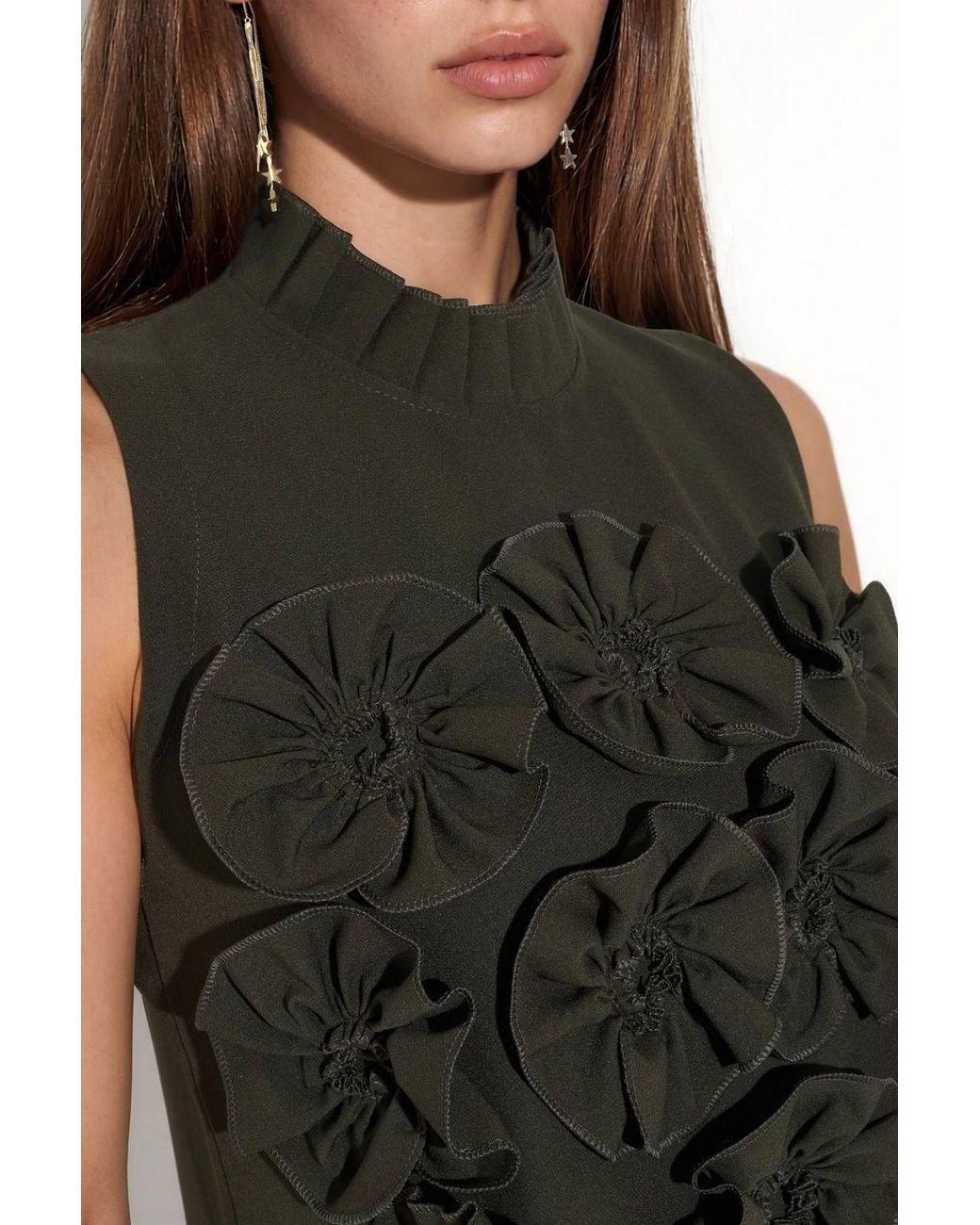 Msn-Collection Black Embroidered Sleeveless Mini Dress