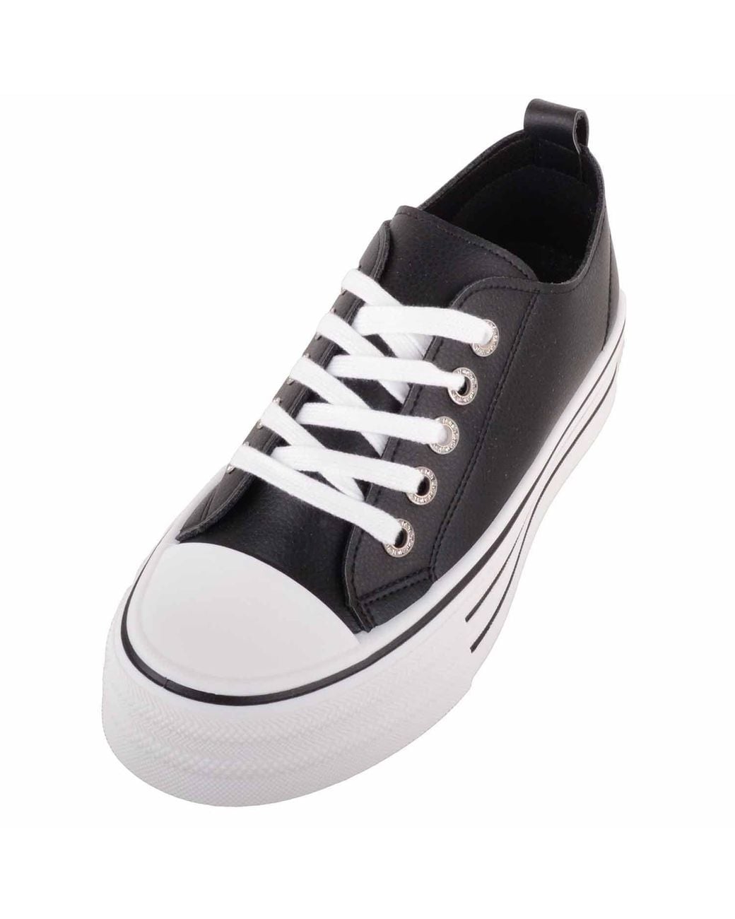 Absolute Footwear Blue Lace Up Casual Platform Trainers Pumps With Diamante Eyelets