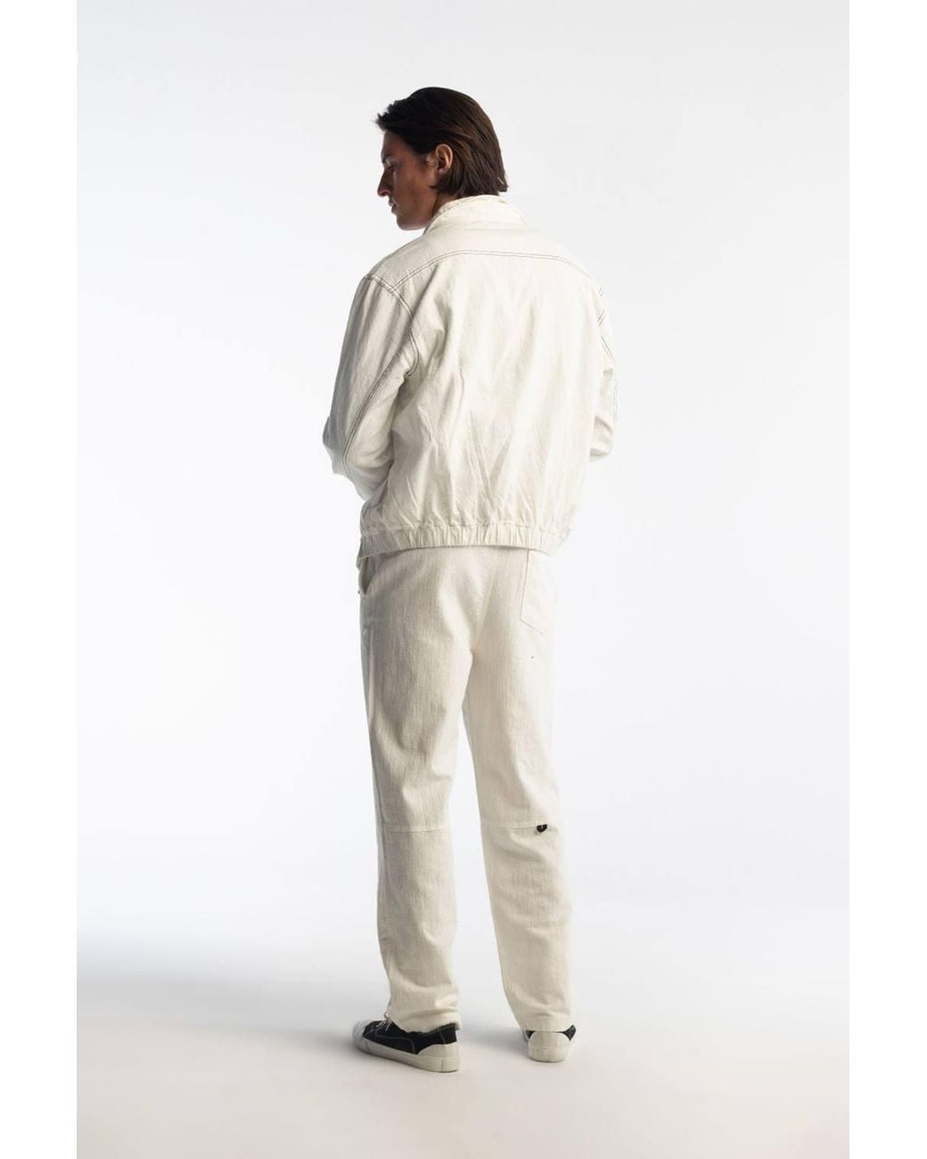Giesto White Straight Leg Pants With Drawstring Waist for men