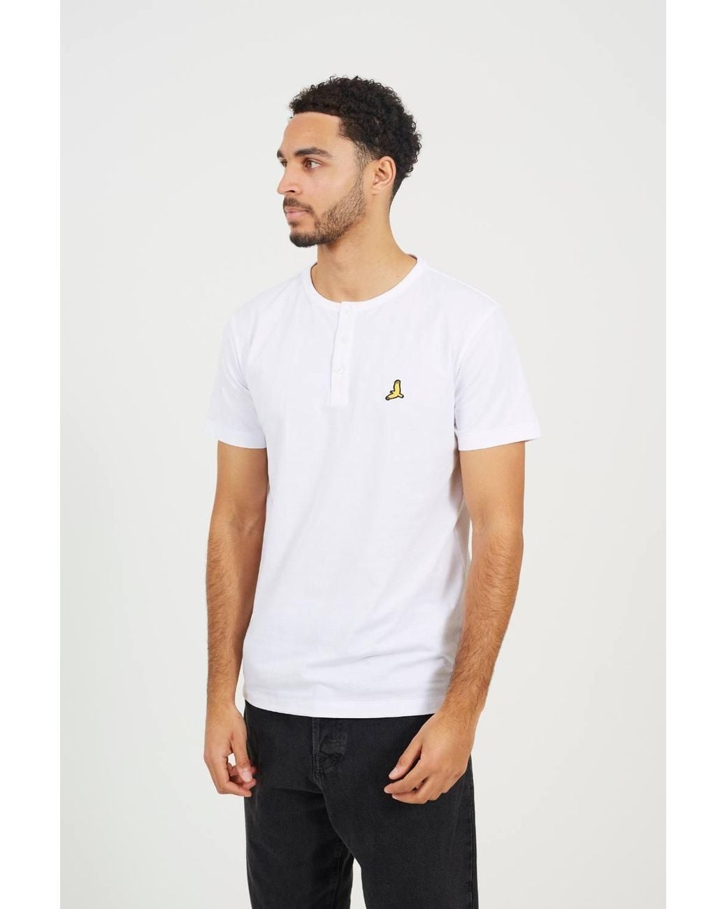 Brave Soul Black 3 Pack Cotton Crew Neck Button Front T-Shirts for men