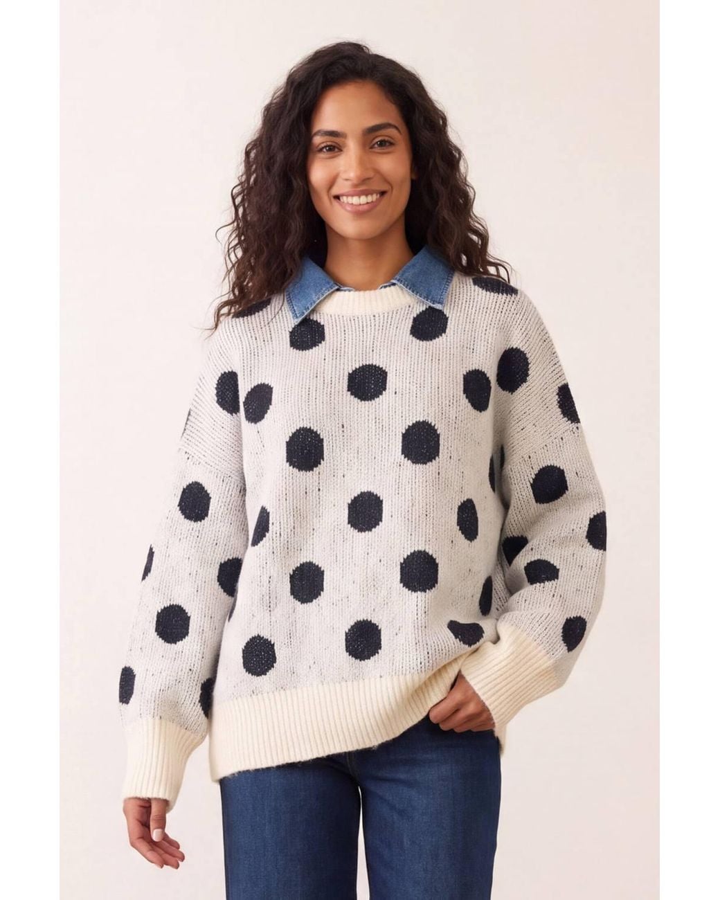 Blue Vanilla Natural Long Sleeve Collar Jumper