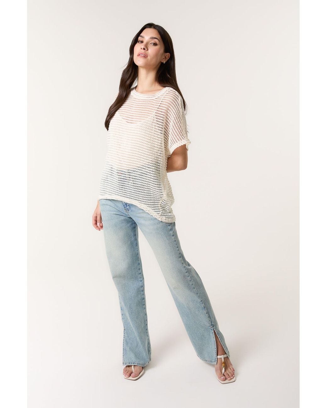 Blue Vanilla Blue Off Short Sleeve Round Neck Top