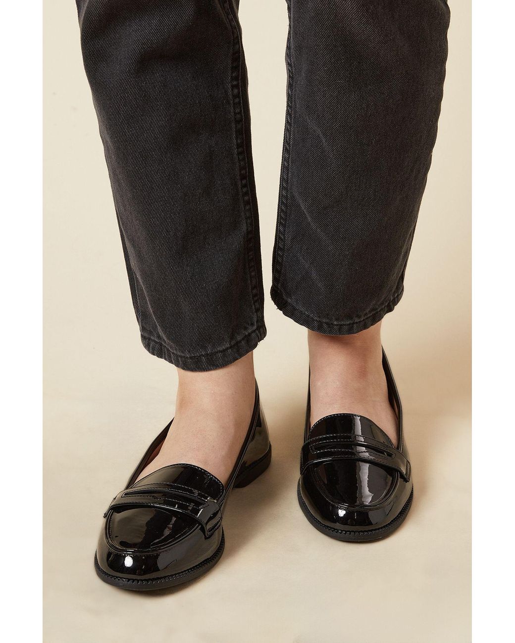 Dorothy Perkins Black Wide Fit Lara Penny Loafers