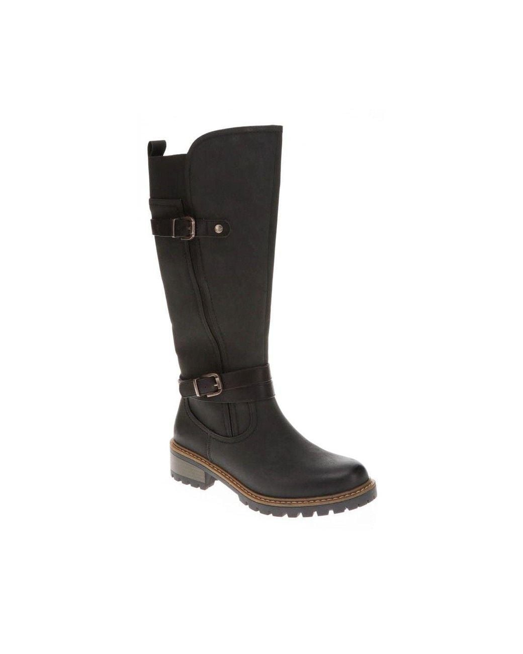 Pavers Black Dual-Buckle Long Boots