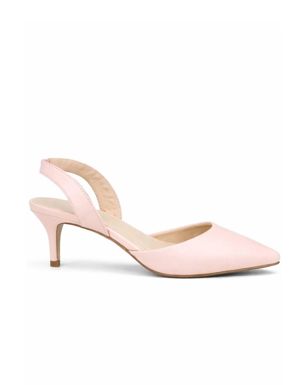 Spot on Pink Pointed Toe Slingback Kitten Heel Court Shoes