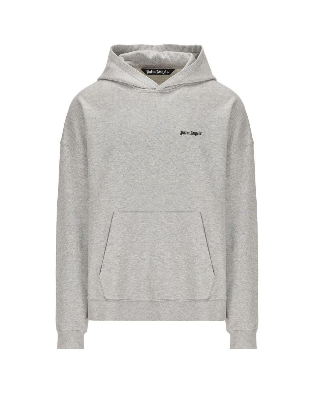 Palm Angels Gray Embroidered Logo Hoodie for men