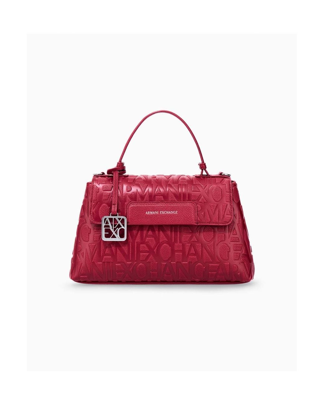 ARMANI EXCHANGE Red Liz Pebble Leather Top Handle Bag Opera