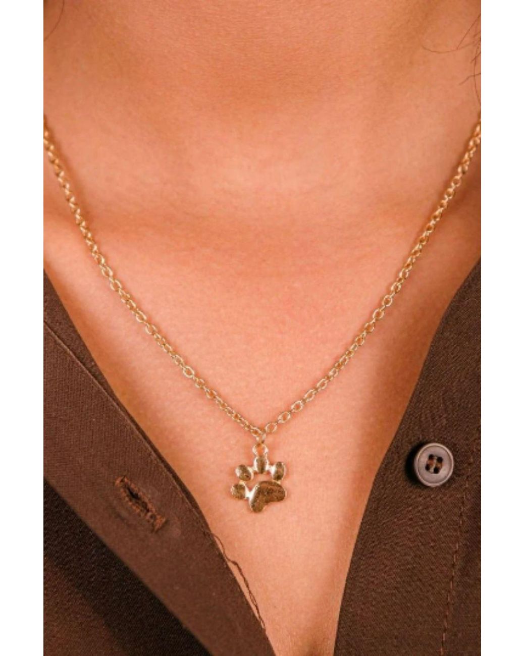 The Colourful Aura Brown Cat Paw Dog & Kitten Lovers Animal Footprint Pendant Necklace