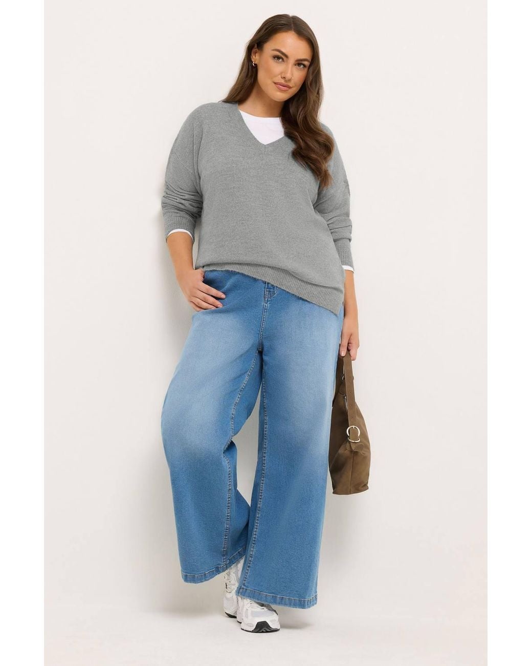 Yours Gray V-Neck Jumper