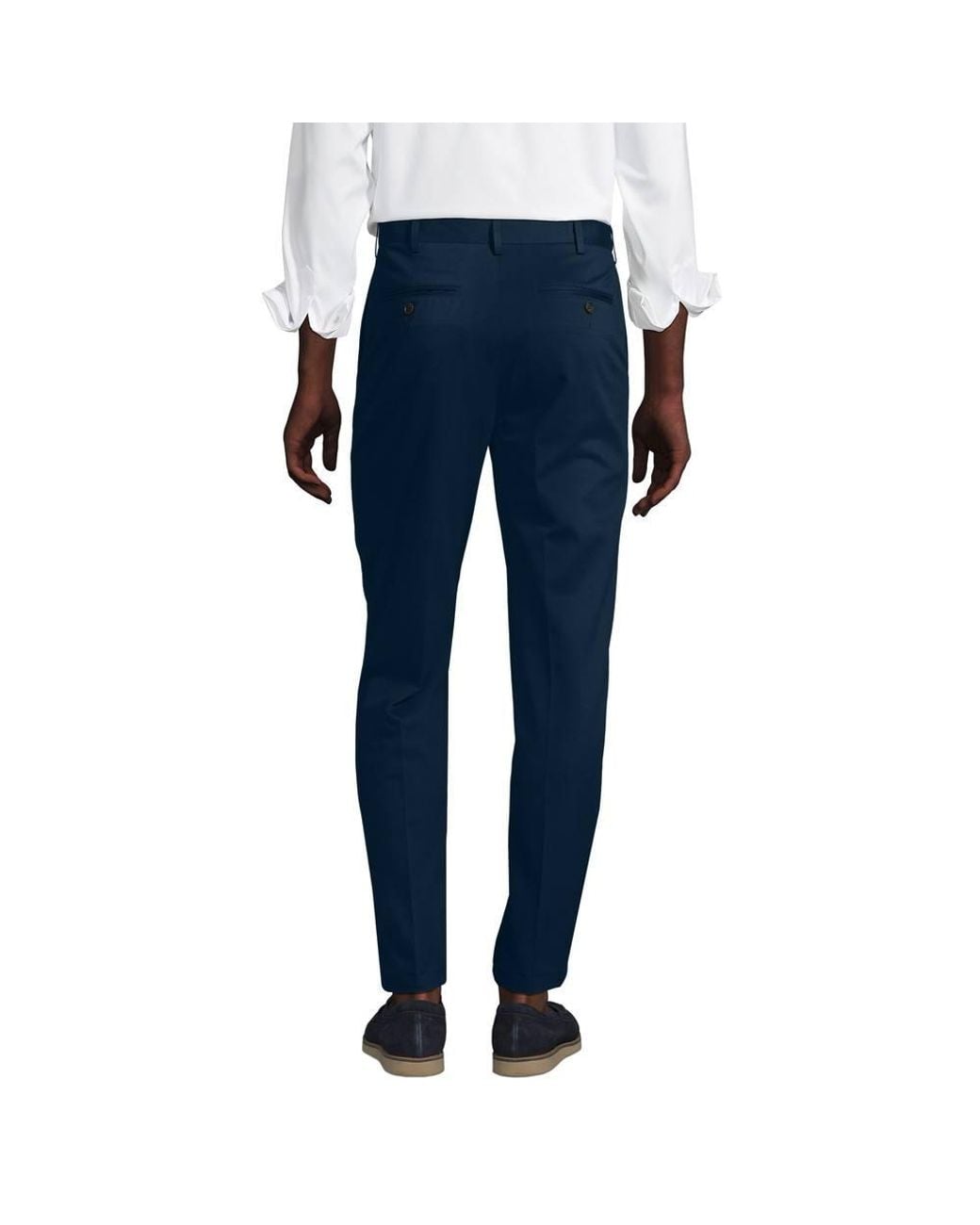 Lands' End Blue Non-Iron Chinos, Flat Front, Comfort Waist for men