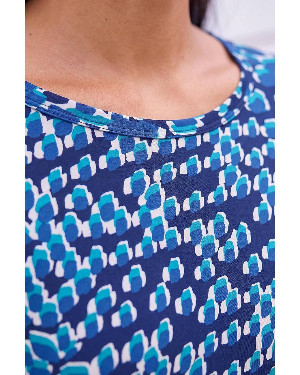 Roman Blue Printed Bubble Hem Top