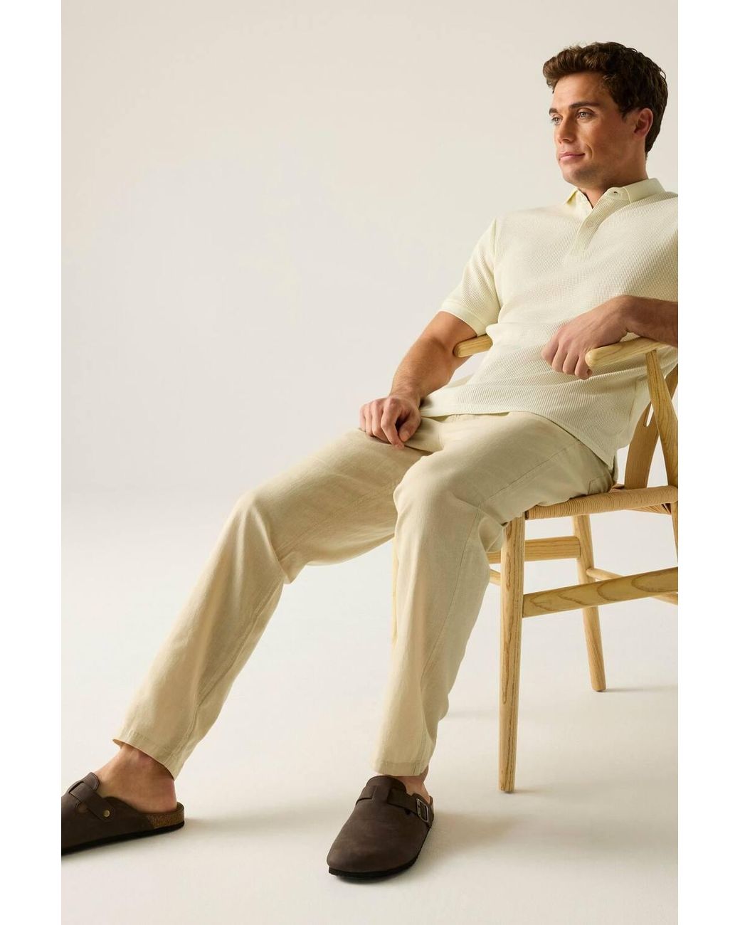 Regatta Natural Hadlin Cotton Linen Drawcord Trousers for men