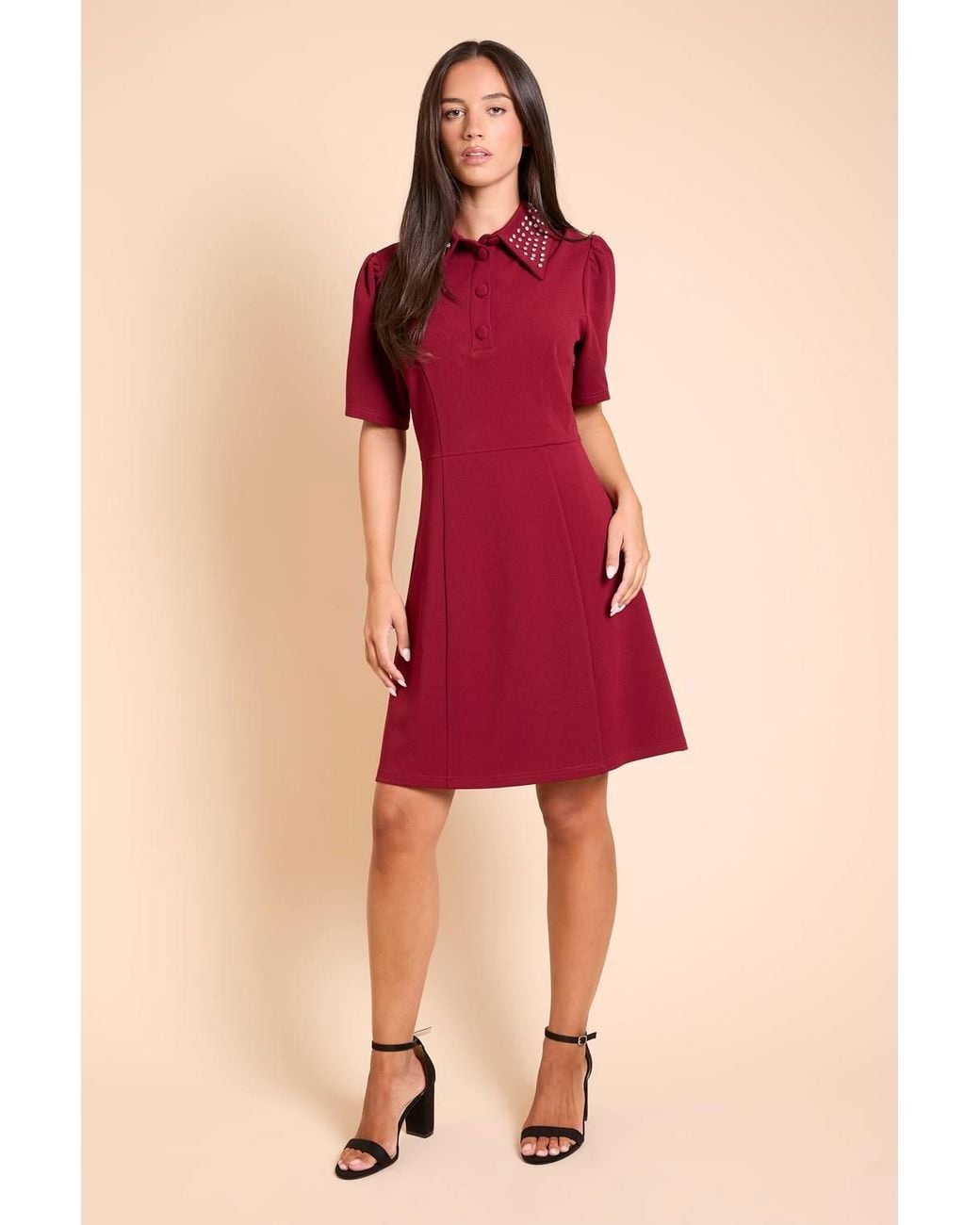 Dorothy Perkins Red Dp Luxe Diamante Collar Shift Mini Dress