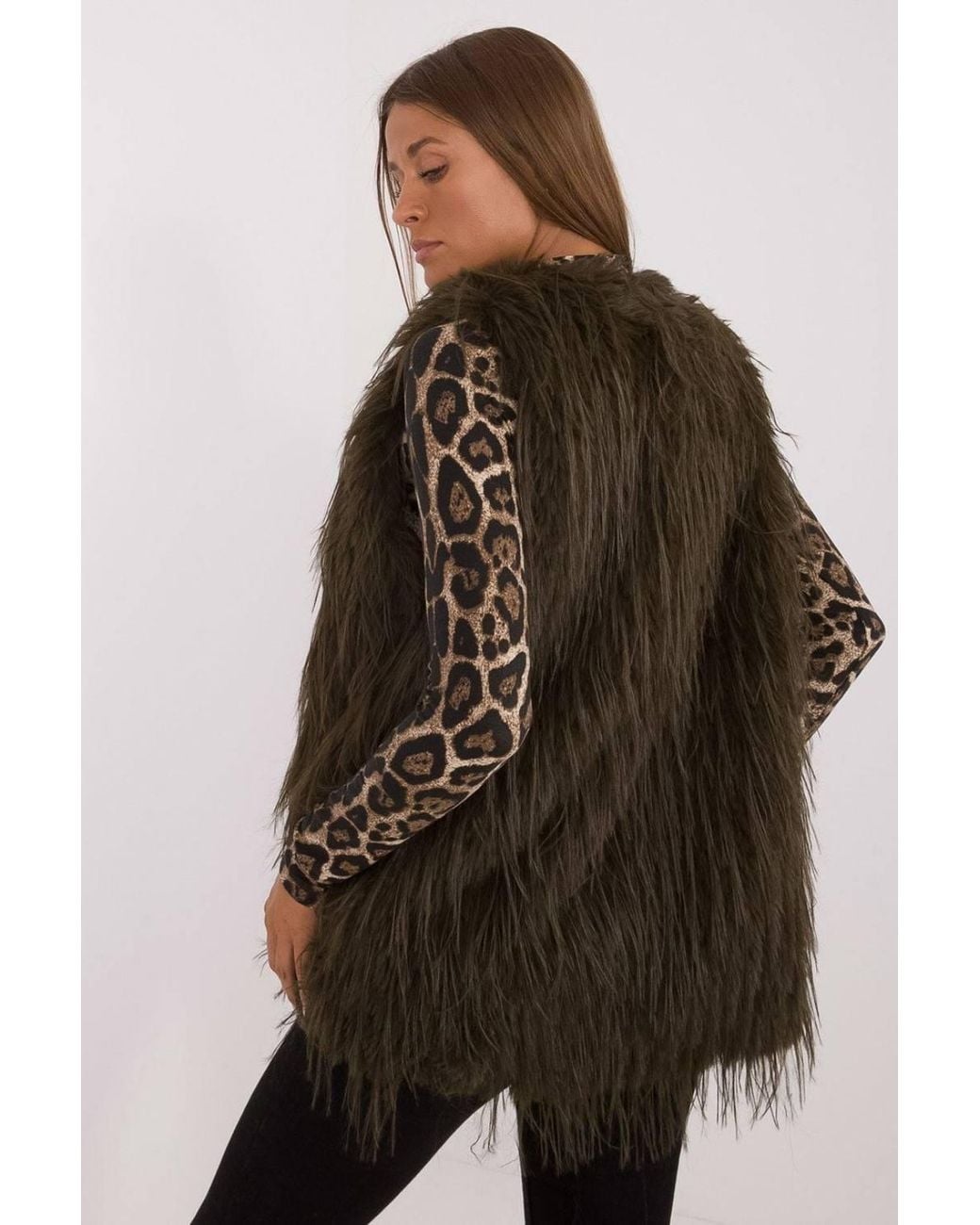 Love Lace Brown Casual Faux Fur Polyester Vest With Lining