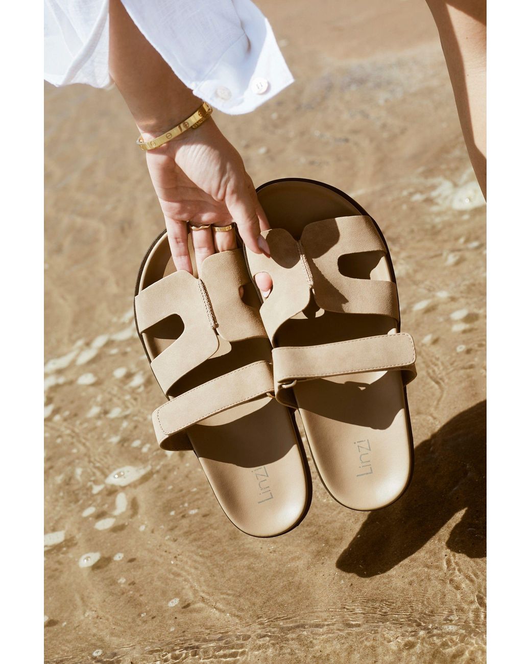 Linzi White Emmy Faux Nubuck Sandals