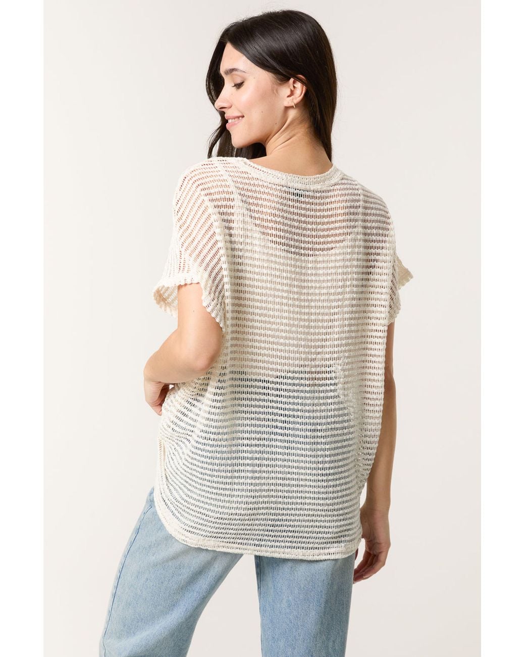 Blue Vanilla Blue Off Short Sleeve Round Neck Top