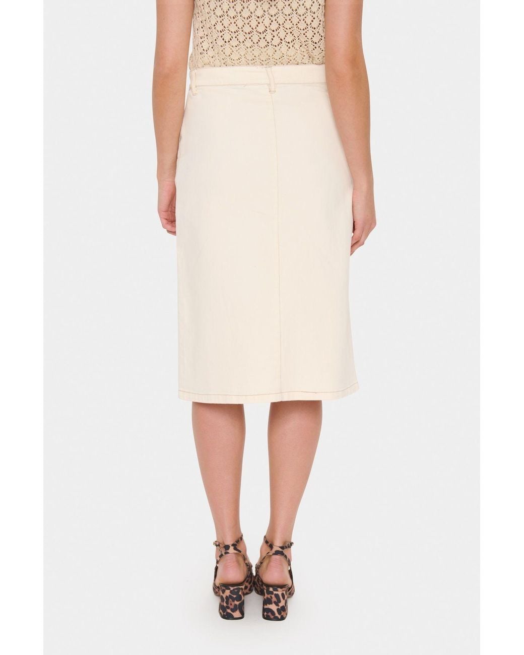 Saint Tropez Natural Kayosz Button Down Midi Skirt